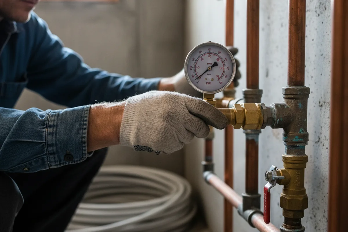 Pressure testing a repaired line during Water Line Repair in Clayville
